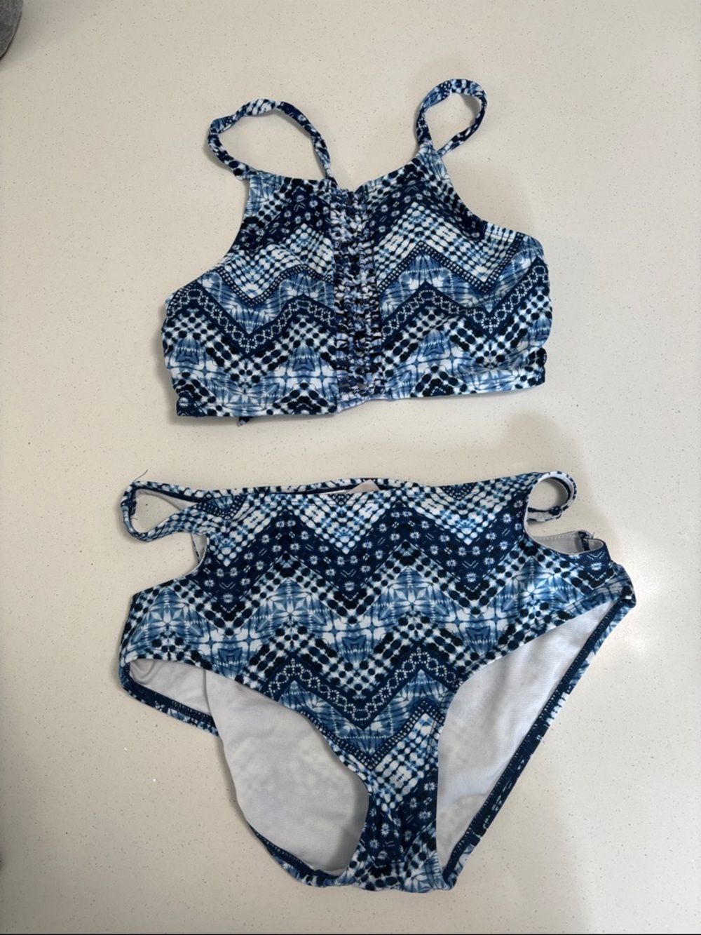 No Boundaries Blue & White Patterned Two-Piece Bikini